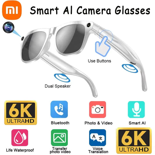 Xiaomi Lunettes Intelligentes 6K HD AI 100MP Caméra Bluetooth Appel 260mAh Batterie Assistant Vocal Chat GPT Hommes Femmes