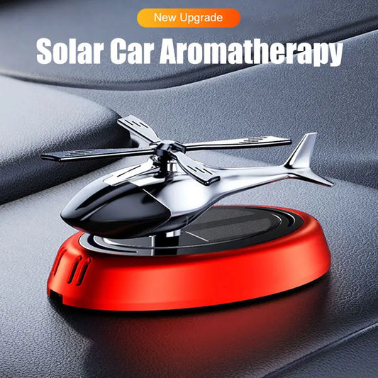 Solar Aircraft Car Automatic Rotating Air Freshener Dashboard Camouflage Helicopter Perfume Decoration Remove Odor Aromatherapy