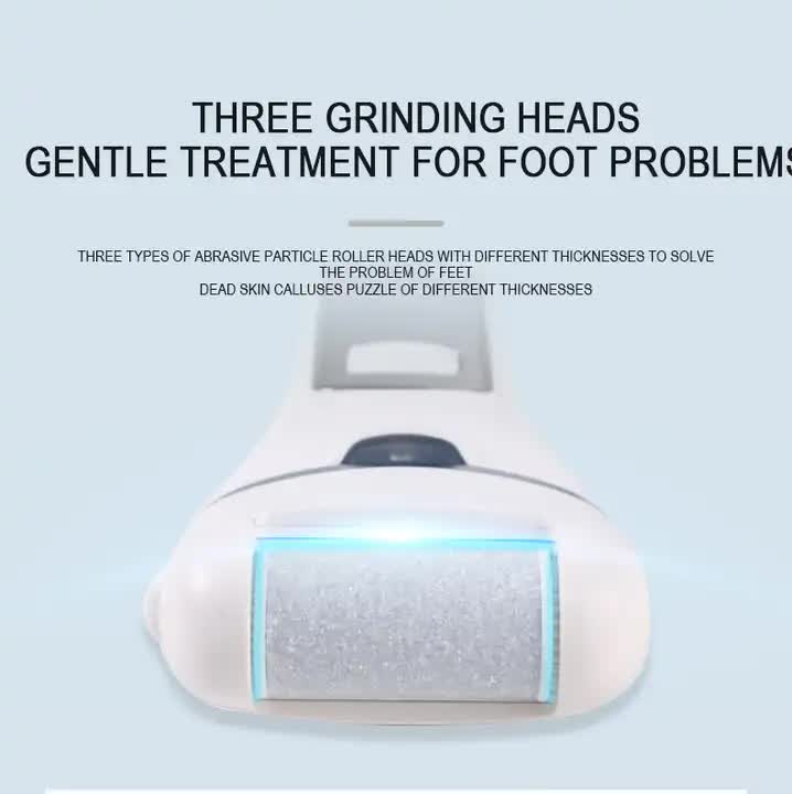NNEDSZ White Rechargeable Electric Foot File Callus Remover with LED Display and USB Charging