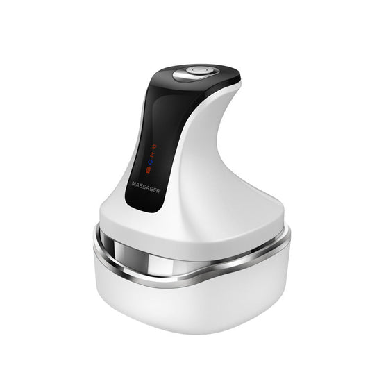 NNEDSZ White Rechargeable Electric Scalp Massager with Adjustable Speeds and LED Therapy