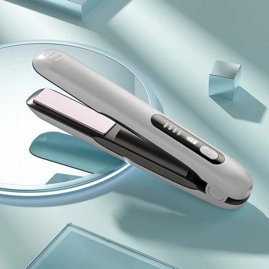 NNEDSZ White Wireless Rechargeable Hair Straightener with 5000mAh Battery - Portable Design & Adjustable Temperature-0